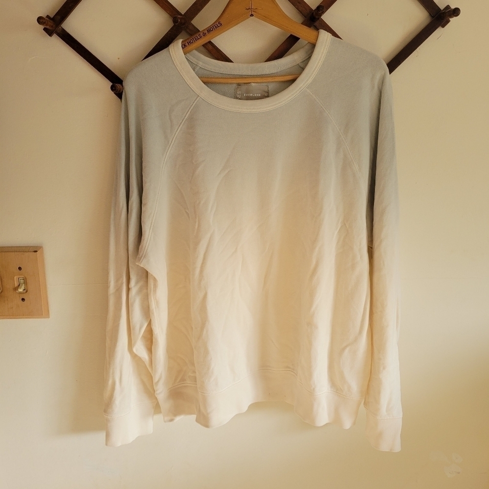 Everlane Lightweight Sweatshirt Pullover Ombre Blue Cream Cotton XL Extra Large